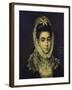 Portrait of a Young Lady, Bust Length, Wearing a Black Dress with a White Lace Collar and…-El Greco-Framed Giclee Print