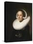 Portrait of a Young Lady, Half Length in a Black Dress, with a White Lace Cap-Johannes Cornelisz. Verspronck-Stretched Canvas