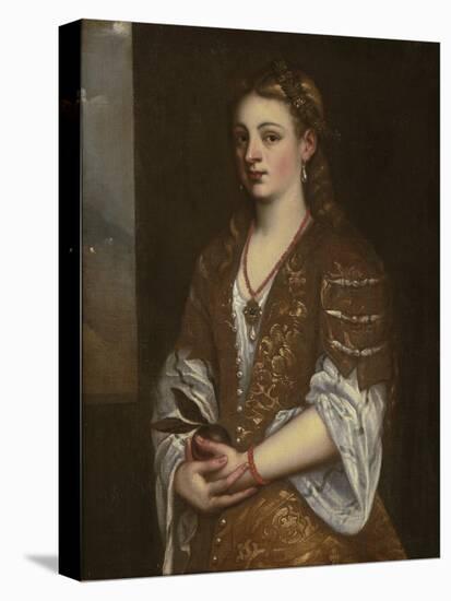Portrait of a Young Lady Holding an Apple, 1550s-Titian (Tiziano Vecelli)-Stretched Canvas