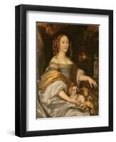 Portrait of a Young Lady in Blue Dress with Lapdog-Abraham Lamberts Jacobsz van den Tempel-Framed Giclee Print