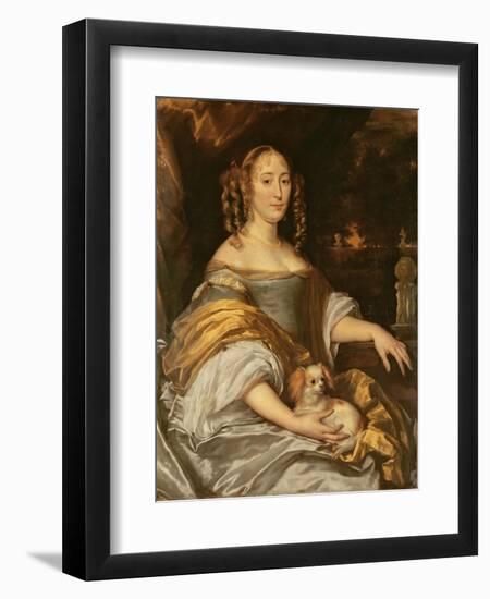 Portrait of a Young Lady in Blue Dress with Lapdog-Abraham Lamberts Jacobsz van den Tempel-Framed Giclee Print