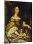 Portrait of a Young Lady, Seated Three-Quarter Length, in a Blue Dress, with a Lapdog, a Garden…-Abraham van den Tempel-Mounted Giclee Print