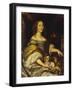 Portrait of a Young Lady, Seated Three-Quarter Length, in a Blue Dress, with a Lapdog, a Garden…-Abraham van den Tempel-Framed Giclee Print