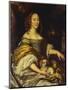 Portrait of a Young Lady, Seated Three-Quarter Length, in a Blue Dress, with a Lapdog, a Garden…-Abraham van den Tempel-Mounted Giclee Print