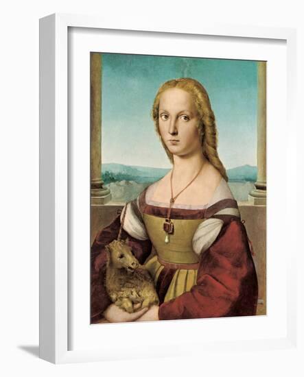 Portrait of a Young Lady with a Unicorn, 1505-1506-Raphael-Framed Giclee Print