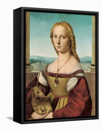 Portrait of a Young Lady with a Unicorn, 1505-1506-Raphael-Framed Stretched Canvas