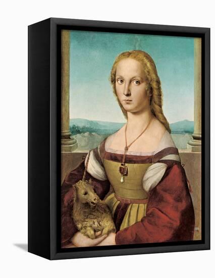 Portrait of a Young Lady with a Unicorn, 1505-1506-Raphael-Framed Stretched Canvas