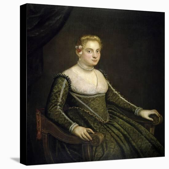 Portrait of a Young Lady-Jacopo Robusti Tintoretto-Stretched Canvas