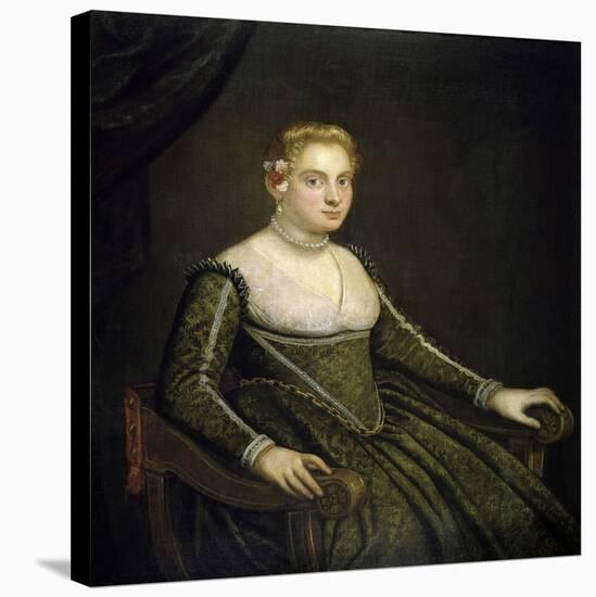 Portrait of a Young Lady-Jacopo Robusti Tintoretto-Stretched Canvas