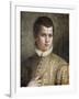 Portrait of a Young Man, Bust-Length, Wearing a Striped Costume and a White Ruff-Paolo Caliari-Framed Giclee Print