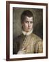 Portrait of a Young Man, Bust-Length, Wearing a Striped Costume and a White Ruff-Paolo Caliari-Framed Giclee Print