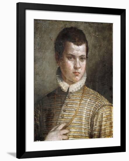 Portrait of a Young Man, Bust-Length, Wearing a Striped Costume and a White Ruff-Paolo Caliari-Framed Giclee Print