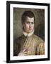 Portrait of a Young Man, Bust-Length, Wearing a Striped Costume and a White Ruff-Paolo Caliari-Framed Giclee Print
