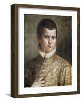Portrait of a Young Man, Bust-Length, Wearing a Striped Costume and a White Ruff-Paolo Caliari-Framed Giclee Print