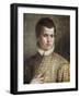 Portrait of a Young Man, Bust-Length, Wearing a Striped Costume and a White Ruff-Paolo Caliari-Framed Giclee Print