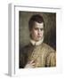 Portrait of a Young Man, Bust-Length, Wearing a Striped Costume and a White Ruff-Paolo Caliari-Framed Giclee Print