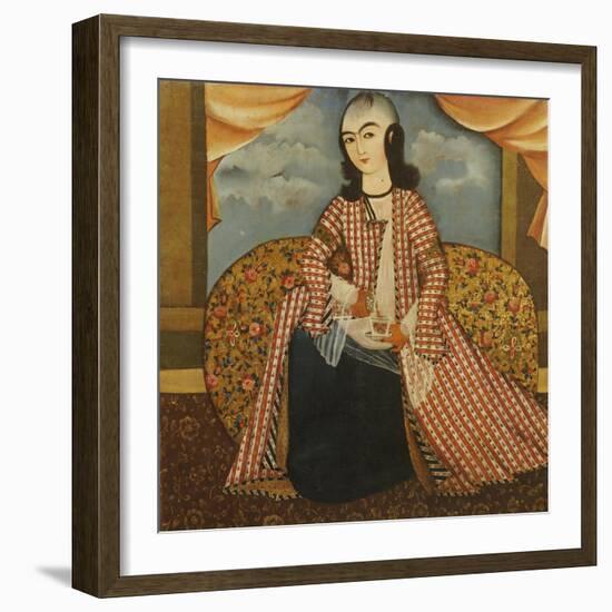Portrait of a Young Man Dressed as a Woman, Persia, Qajar, circa 1820-null-Framed Giclee Print