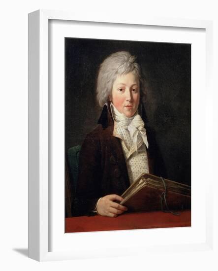 Portrait of a Young Man Holding a Folder with Drawings, 1791-Francois-Andre Vincent-Framed Giclee Print