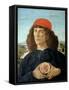 Portrait of a Young Man Holding a Medallion of Cosimo I De' Medici ('The Elder') (1389-1463)-Sandro Botticelli-Framed Stretched Canvas