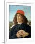 Portrait of a Young Man Holding a Medallion of Cosimo I De' Medici ('The Elder') (1389-1463)-Sandro Botticelli-Framed Giclee Print