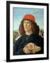 Portrait of a Young Man Holding a Medallion of Cosimo I De' Medici ('The Elder') (1389-1463)-Sandro Botticelli-Framed Giclee Print