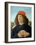 Portrait of a Young Man Holding a Medallion of Cosimo I De' Medici ('The Elder') (1389-1463)-Sandro Botticelli-Framed Giclee Print