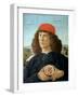 Portrait of a Young Man Holding a Medallion of Cosimo I De' Medici ('The Elder') (1389-1463)-Sandro Botticelli-Framed Giclee Print