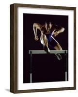 Portrait of a Young Man Jumping over a Hurdle-null-Framed Photographic Print