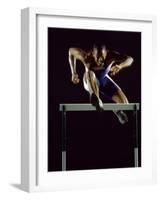 Portrait of a Young Man Jumping over a Hurdle-null-Framed Photographic Print