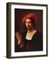 Portrait of a Young Man wearing a Hat with a Badge, holding a Mask-Pietro Paolini-Framed Giclee Print