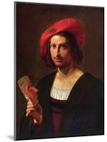 Portrait of a Young Man wearing a Hat with a Badge, holding a Mask-Pietro Paolini-Mounted Giclee Print