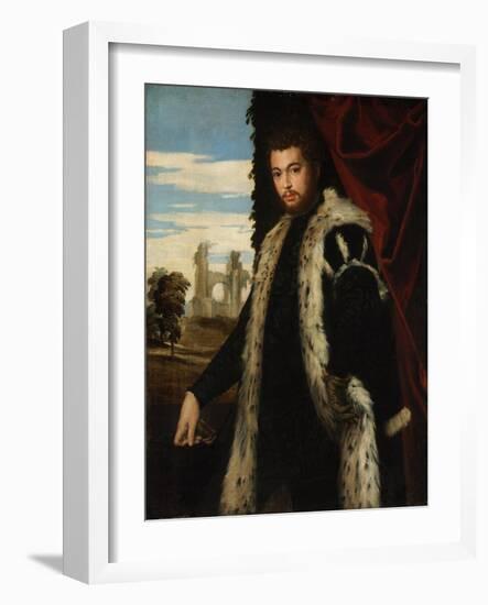Portrait of a Young Man Wearing Lynx Fur-Paolo Veronese-Framed Giclee Print