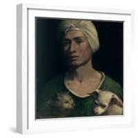 Portrait of a Young Man with a Dog and a Cat-Dosso Dossi-Framed Giclee Print