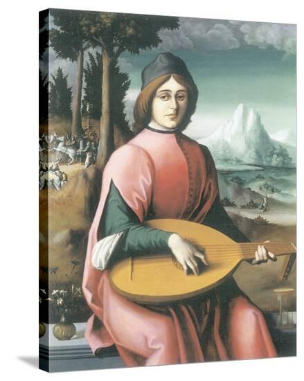Portrait Of A Young Man With A Lute (Allegory Of Youth And Love)-Francesco Ubertini Bacchiacca-Stretched Canvas