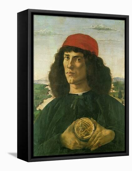 Portrait of a Young Man with a Medal, 1475-Sandro Botticelli-Framed Stretched Canvas