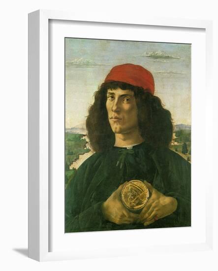 Portrait of a Young Man with a Medal, 1475-Sandro Botticelli-Framed Giclee Print