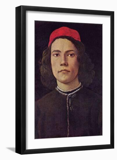 Portrait of a Young Man with Red Cap-Sandro Botticelli-Framed Art Print