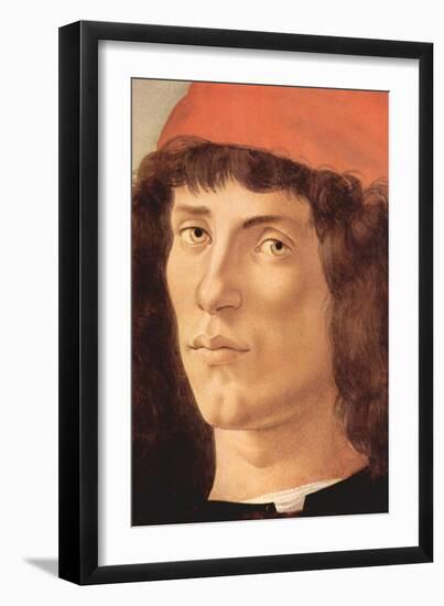 Portrait of a Young Man with Red Cap-Sandro Botticelli-Framed Art Print