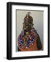 Portrait of a Young Samburu Woman in Traditional Dress and Jewellery, East Africa, Africa-Liba Taylor-Framed Photographic Print