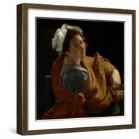 Portrait of a Young Woman as a Sibyl, C.1620 (Oil on Canvas)-Orazio Gentileschi-Framed Giclee Print