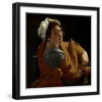 Portrait of a Young Woman as a Sibyl, C.1620 (Oil on Canvas)-Orazio Gentileschi-Framed Giclee Print