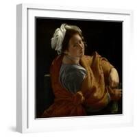 Portrait of a Young Woman as a Sibyl, C.1620 (Oil on Canvas)-Orazio Gentileschi-Framed Giclee Print