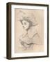 'Portrait of a Young Woman in a Large Hat, My Hagar', c1830-Jean-Baptiste-Camille Corot-Framed Giclee Print