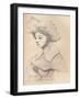 'Portrait of a Young Woman in a Large Hat, My Hagar', c1830-Jean-Baptiste-Camille Corot-Framed Giclee Print