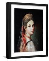 Portrait of a Young Woman in Sarafan and Kokoshnik, 1820s-Mauro Gandolfi-Framed Giclee Print