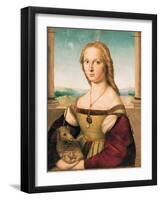 Portrait of a Young Woman (Lady with a Unicorn)-Raffaello Sanzio-Framed Giclee Print