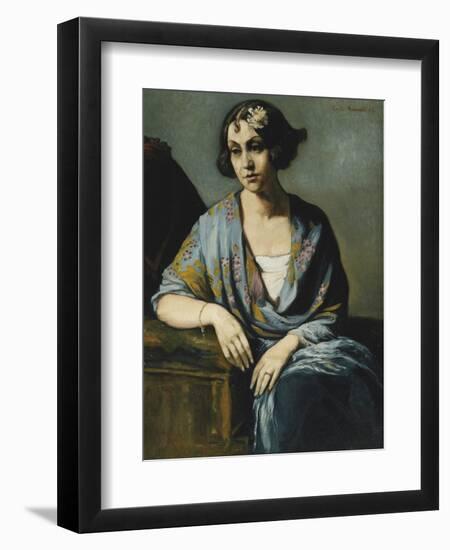 Portrait of a Young Woman Leaning on Her Elbow; Portrait De Jeune Fille Accoudee, 1928-Emile Bernard-Framed Giclee Print