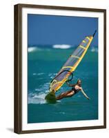 Portrait of a Young Woman Windsurfing-null-Framed Premium Photographic Print