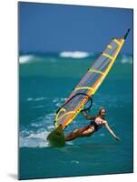 Portrait of a Young Woman Windsurfing-null-Mounted Premium Photographic Print