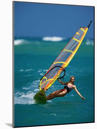 Portrait of a Young Woman Windsurfing-null-Mounted Photographic Print